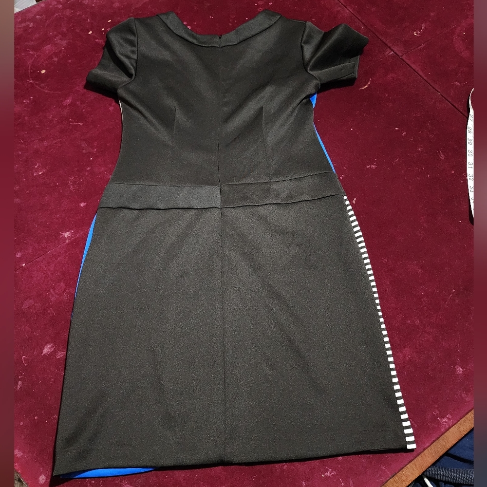 NWOT ... Sandra Darren Black Stripe Shortsleeve Dress 👗 - Picture 5 of 8